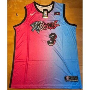 NBA Basketball Miami Heat Vice City Dwyane Wade #3 Sewn Jersey Large Nike Pink